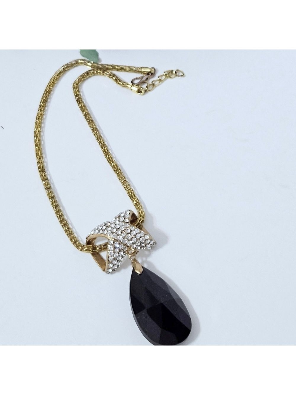 3/$15 Black Teardrop Rhinestone Necklace